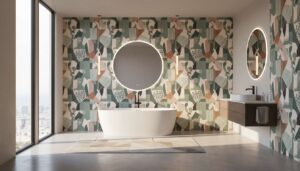 Zamiast płytek w łazience.Tapeta to hit, który podbija trendy 2026
