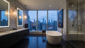 Łazienka jak z nowojorskiego apartamentu. Ten styl sprawia, że wnętrze wygląda luksusowo